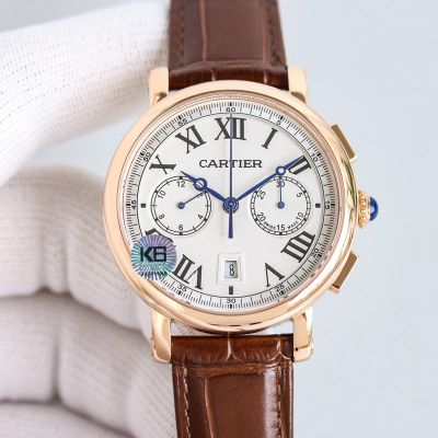 Cartier VSRO0002 7750 Movement 316L Steel Italian Brown Calfskin Watch